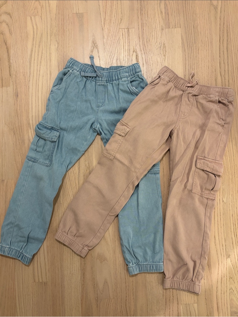 Kids Cargo Jogger Pants - Denim and Pink